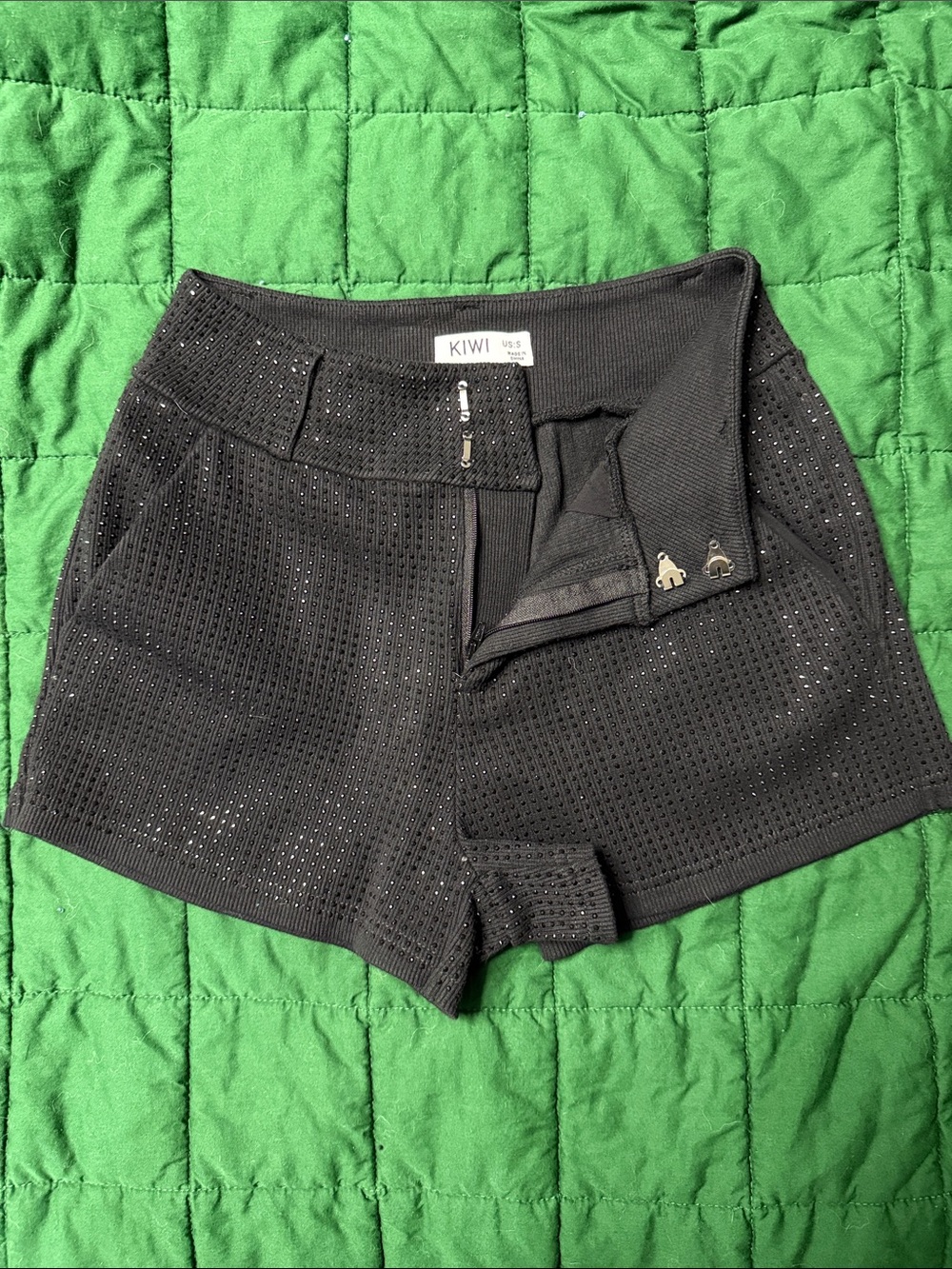 Kiwi Black Rhinestone Shorts
